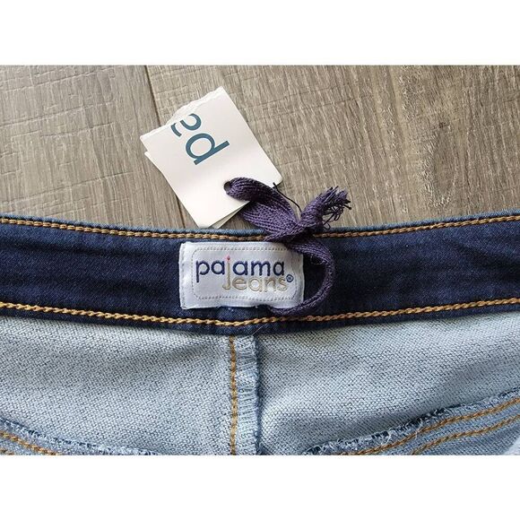 Pajama Jeans Size 1X Pull On Soft Stretch Denim Drawstring Dark Wash Bootcut - Picture 4 of 8